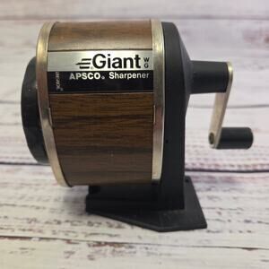 APSCO Giant Pencil Sharpener WG Woodgrain Vintage Manual Desk Sharpener w Box